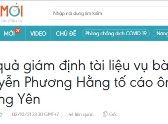 Bài 1: Kết quả giám định tài liệu vụ bà Nguyễn Phương Hằng tố cáo ông Võ Hoàng Yên