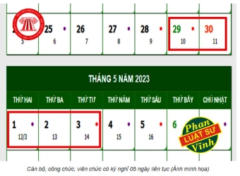 Cán bộ, công chức, viên chức và NLĐ sắp có kỳ nghỉ dài ngày như Tết Âm lịch – trong tháng 4 & 5/2023